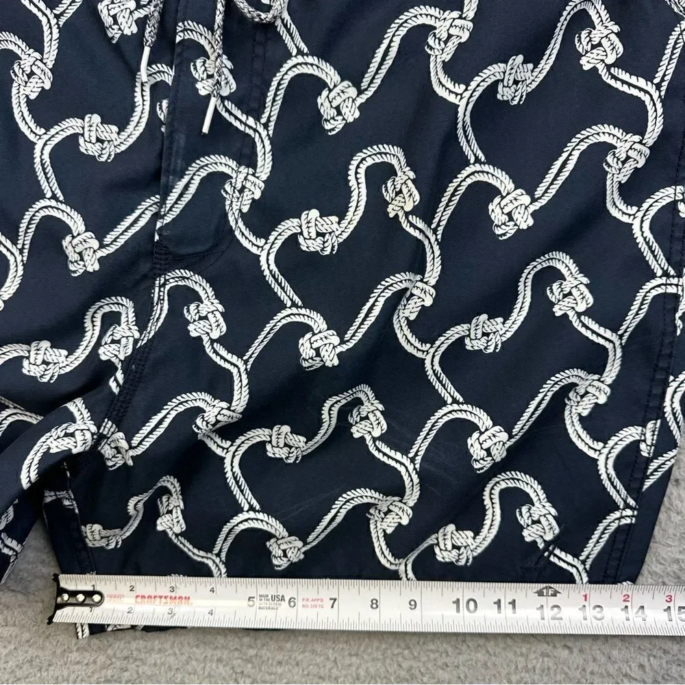 Nautica Swim Trunks Mens 40 Blue White Nautical‎ Rope Mesh Lined Shorts
